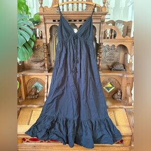 Dizzy Lizzy Designer Black Cotton Midi Dress Size Large